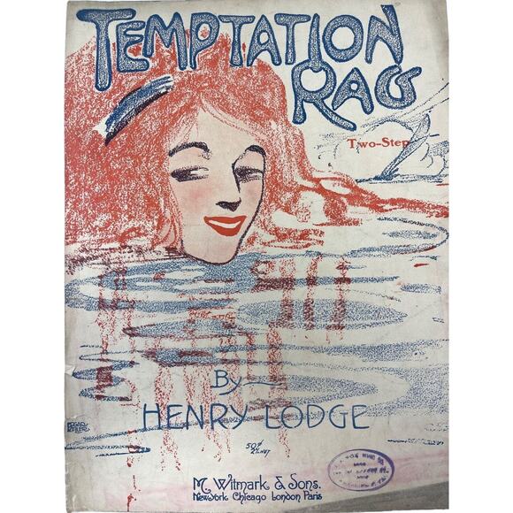 Temptation Rag Two Step Sheet Music 1909 Antique Henry Lodge - Picture 9 of 9